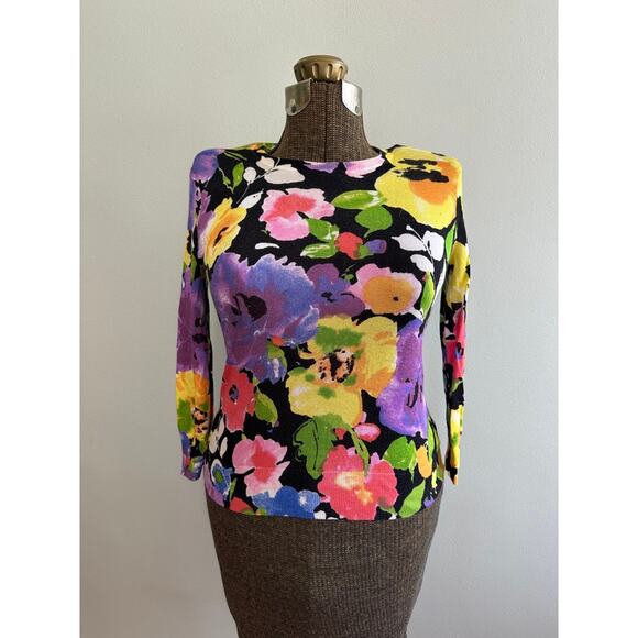 Lauren Ralph Lauren floral print lightweight sweater size petite S - Picture 1 of 6